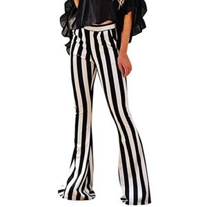 Vertical Striped Casual Bell-Bottom Pants